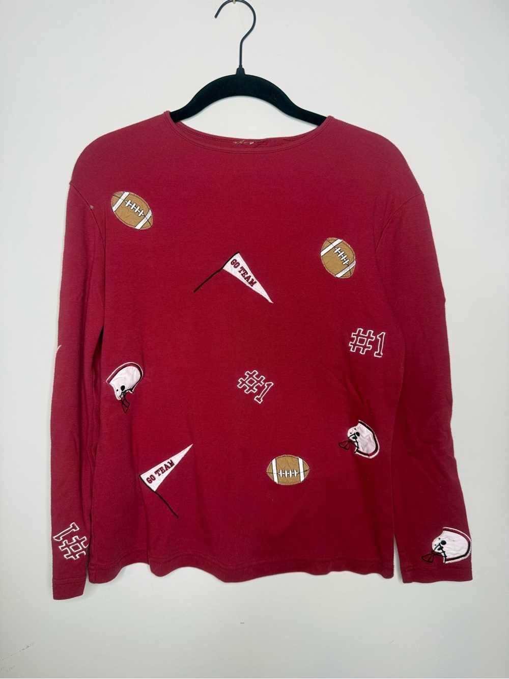 Red Football Graphic Crewneck Sweater